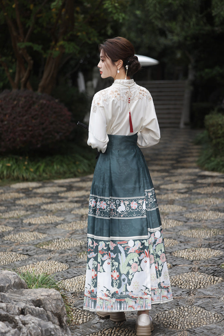 Embroidered Mamianqun Set | Elegant Long Sleeve Hanfu Dress