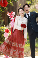 Embroidered Mamianqun Set | Elegant Long Sleeve Hanfu Dress