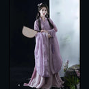 Chinese Traditional Hanfu Costume Woman Ancient Oriental Purple Dress Elegance