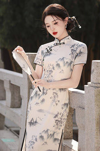优雅花卉刺绣旗袍 - 中国传统旗袍