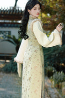 Light Green Daily Plush Vintage Qipao for Winter | Elegant Warmth Long Dress