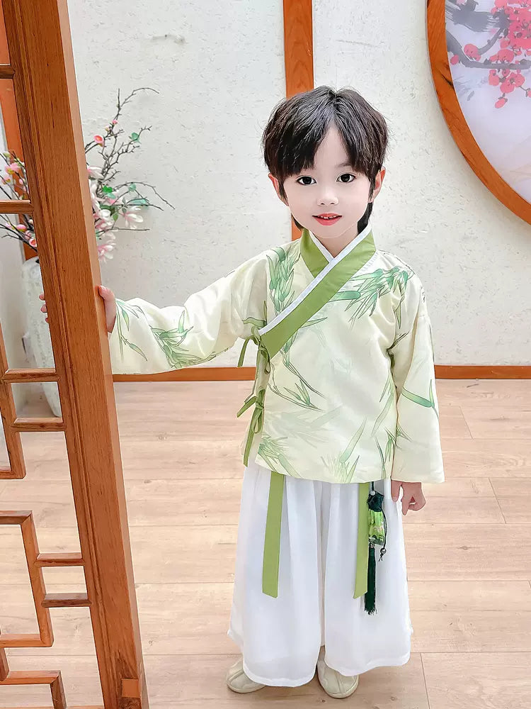 Boys' Two-Piece Bamboo Print Hanfu