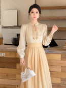 2024 Women Yellow New Chinese Style Dress