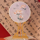 Double-Sided Embroidery Hand Fan – Elegant Floral Design with Butterflies, Perfect for Hanfu