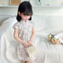 Charming Girls' Floral Cheongsam Dress