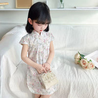 Charming Girls' Floral Cheongsam Dress