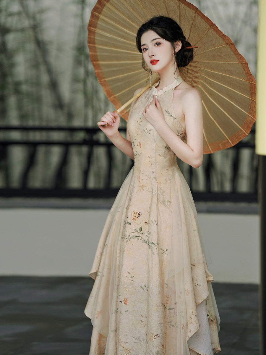 优雅飘逸的汉服花卉连衣裙
