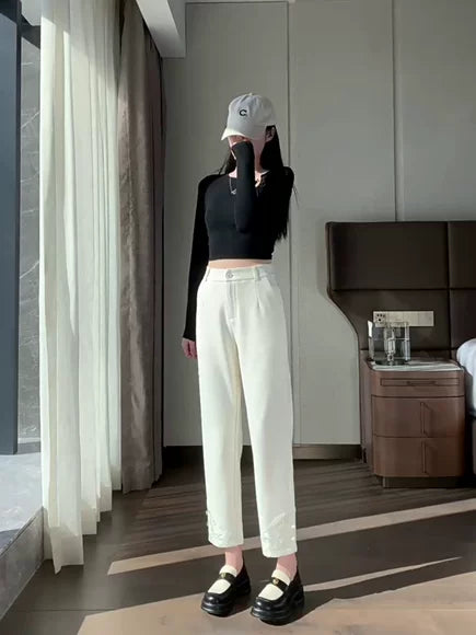 High-Waisted Embroidered Pants for Women