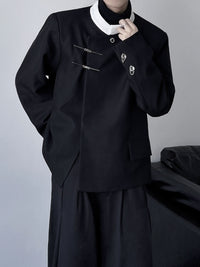 Traditional Black Hanfu-Inspired Long-Sleeve Jacket – Modern Chinese Style