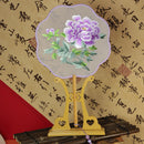 Double-Sided Embroidered Hand Fan With Peony Design For Hanfu Decoration