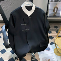 Traditional Black Hanfu-Inspired Long-Sleeve Jacket – Modern Chinese Style