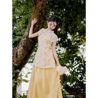 Elegant Yellow Flowing Gown Summer Dress for Special Occasions