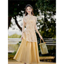 Elegant Yellow Flowing Gown Summer Dress for Special Occasions