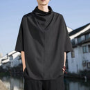 Chinese Style Loose High Collar Half Sleeve Shirt