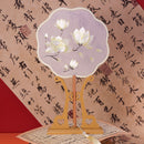 Double-Sided Embroidered Hand Fan With Magnolia Design For Hanfu Decoration