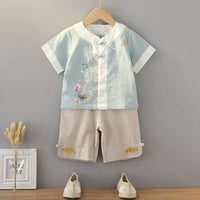 Boys' Embroidered Short Sleeved Hanfu - Traditional Chinese Attire