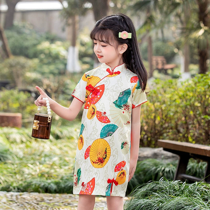 Girls' Dual-Patterned Traditional Chinese Qipao