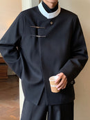 Traditional Black Hanfu-Inspired Long-Sleeve Jacket – Modern Chinese Style