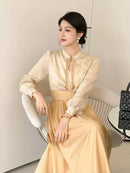 2024 Women Yellow New Chinese Style Dress