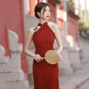 Elegant Red Cheongsam Dress New Chinese Year Qipao