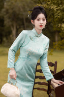 Jacquard Bamboo Long Sleeve Winter Qipao | Elegant Daily Wear