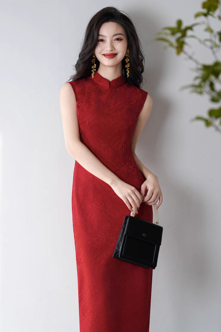 Sleeveless Bridal Qipao Dress | Lightweight Mandarin Collar Summer Gown