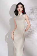 Sleeveless Bridal Qipao Dress | Lightweight Mandarin Collar Summer Gown