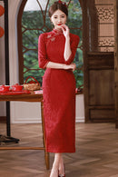 Spring Lace Slim Fit Long Dress | Chinese Style Cheongsam