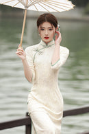 Spring Lace Slim Fit Long Dress | Chinese Style Cheongsam