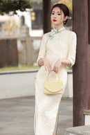Spring Lace Slim Fit Long Dress | Chinese Style Cheongsam