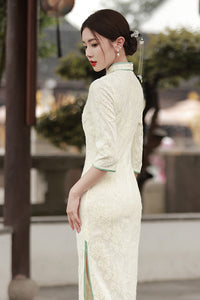 Spring Lace Slim Fit Long Dress | Chinese Style Cheongsam