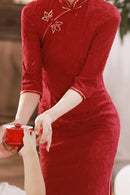 Spring Lace Slim Fit Long Dress | Chinese Style Cheongsam