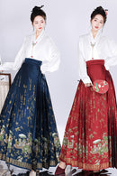 Spring Brocade Ming-Style Mamianqun Set | Traditonal High Waist Daily Long Skirt