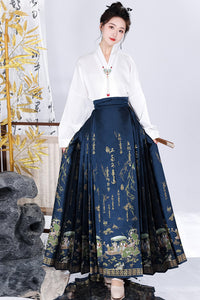 Spring Brocade Ming-Style Mamianqun Set | Traditonal High Waist Daily Long Skirt