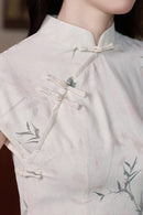 Summer New Chinese Style Slim Fit Qipao | Fresh Bamboo Print Long Dress