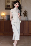 Summer New Chinese Style Slim Fit Qipao | Fresh Bamboo Print Long Dress