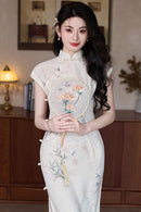 Summer New Chinese Style Slim Fit Qipao | Fresh Bamboo Print Long Dress