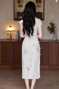 Summer New Chinese Style Slim Fit Qipao | Fresh Bamboo Print Long Dress