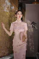 Summer Slim Cheongsam Dress | Elegant Long Jacquard Qipao for Women