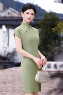 Vintage Elegant Green Qipao Spring Daily Wear for Mothers