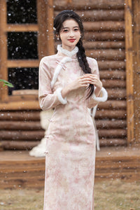 Winter Fur Collar Qipao | Long Thick Warm Elegant Dress