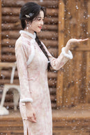 Winter Fur Collar Qipao | Long Thick Warm Elegant Dress