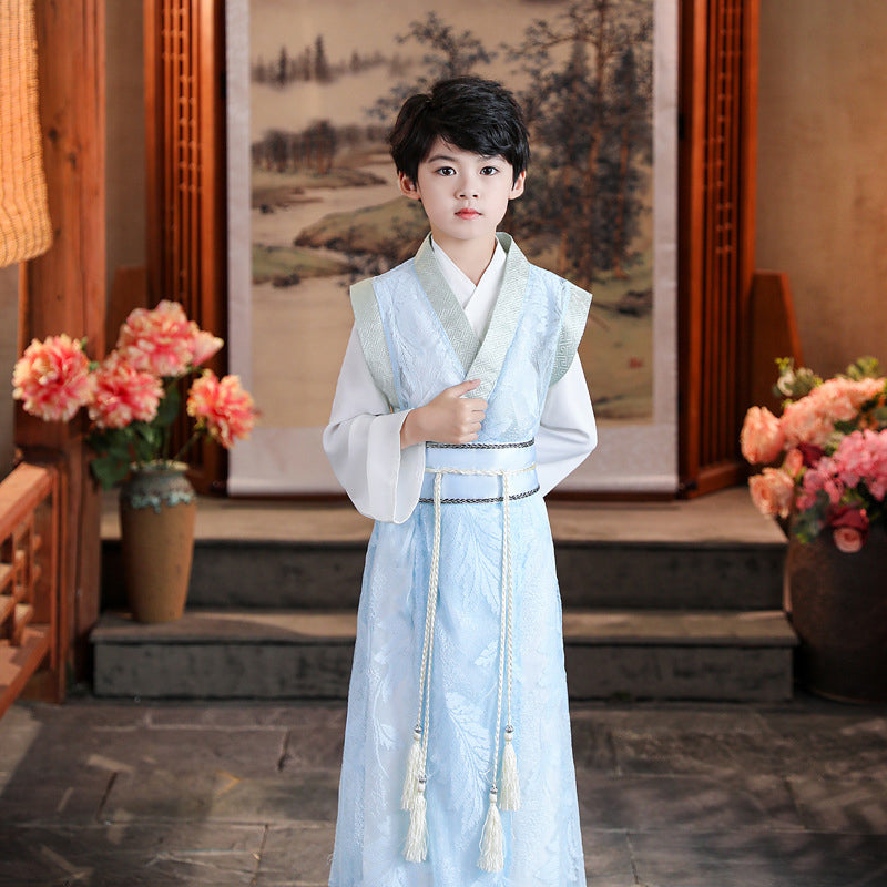 Boys Ancient Chinese Hanfu Costume Kids Summer Robe Han Grace