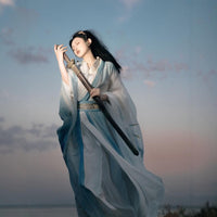 Ethereal Flowing Blue Hanfu Dress Traditional Chinese Style