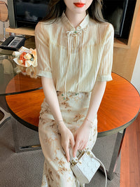 Women Summer 2024 New Chinese Style Clothing Three Piece Suit