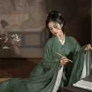 Elegant Traditional Green Flowing Robe Set with Veil