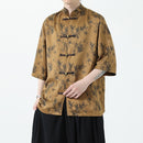 Men's Bamboo Pattern Shirt With Traditional Chinese Design