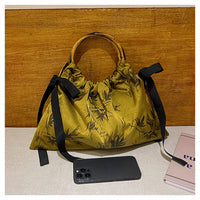 Elegant Bamboo Handle Drawstring Bag For Hanfu and Daily Use