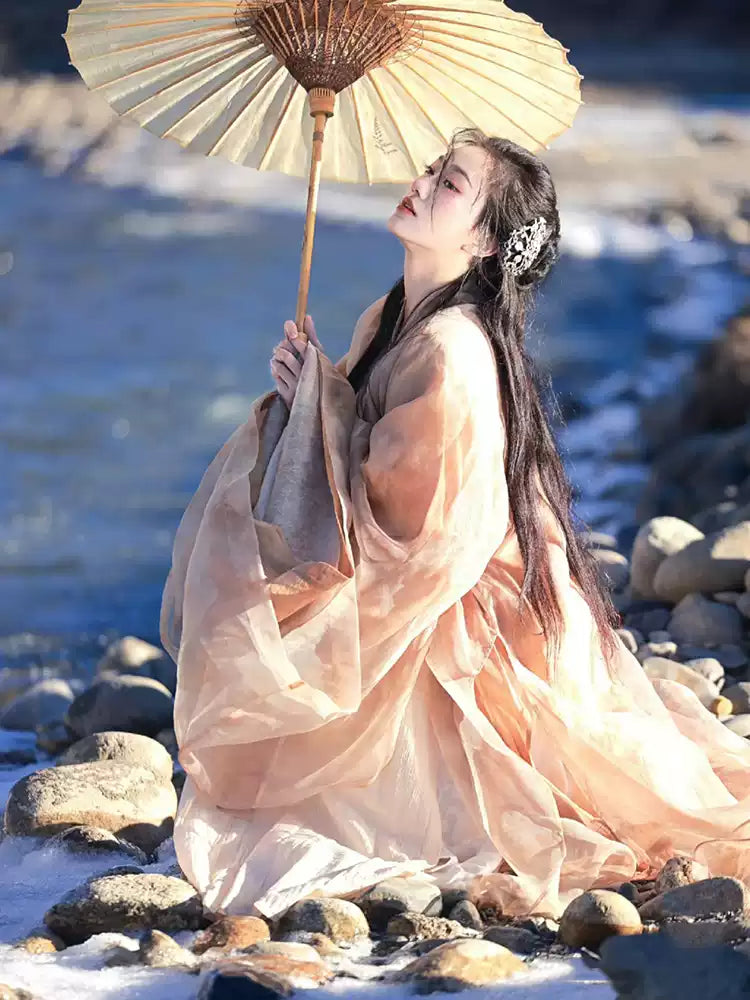 Elegant Beige Hanfu with Flowing Layers