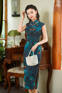 Elegant Floral Cheongsam Dress For Women With Traditional Chinese Style